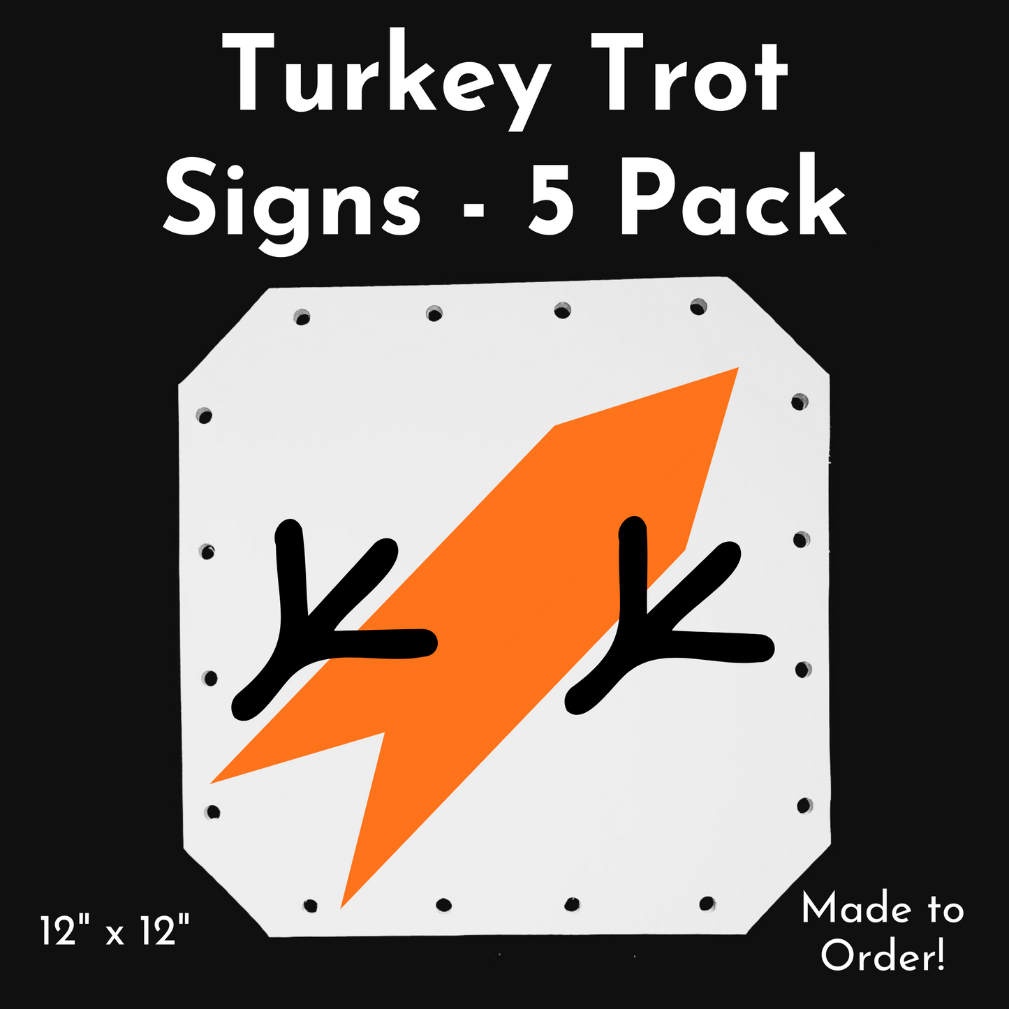 Turkey Trot Footprint Signs (12"x12") - 5 Packs