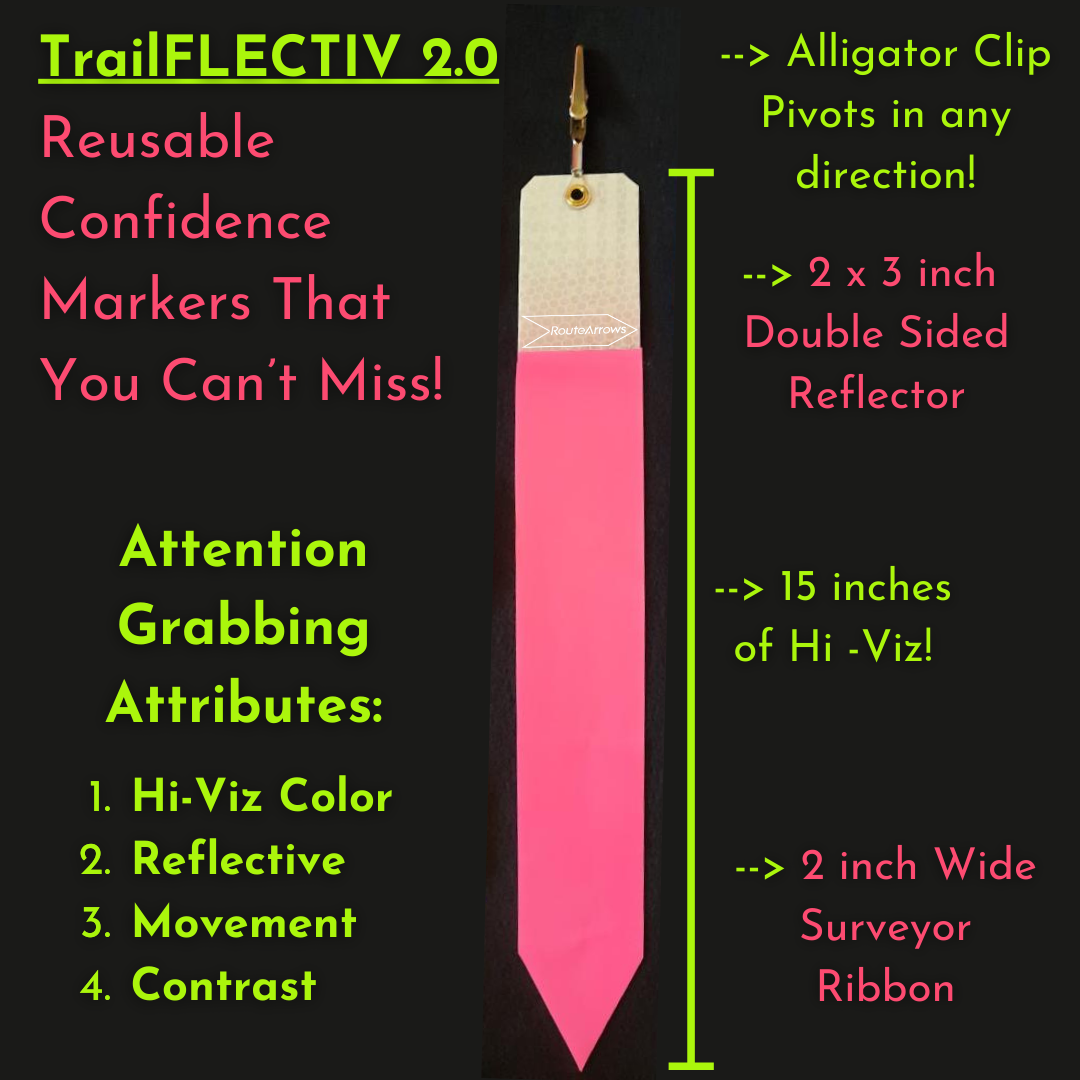 NEW! TrailFLECTIV 2.0 - 10 Packs - Reflective Hi-Viz Trail Marking Ribbons!