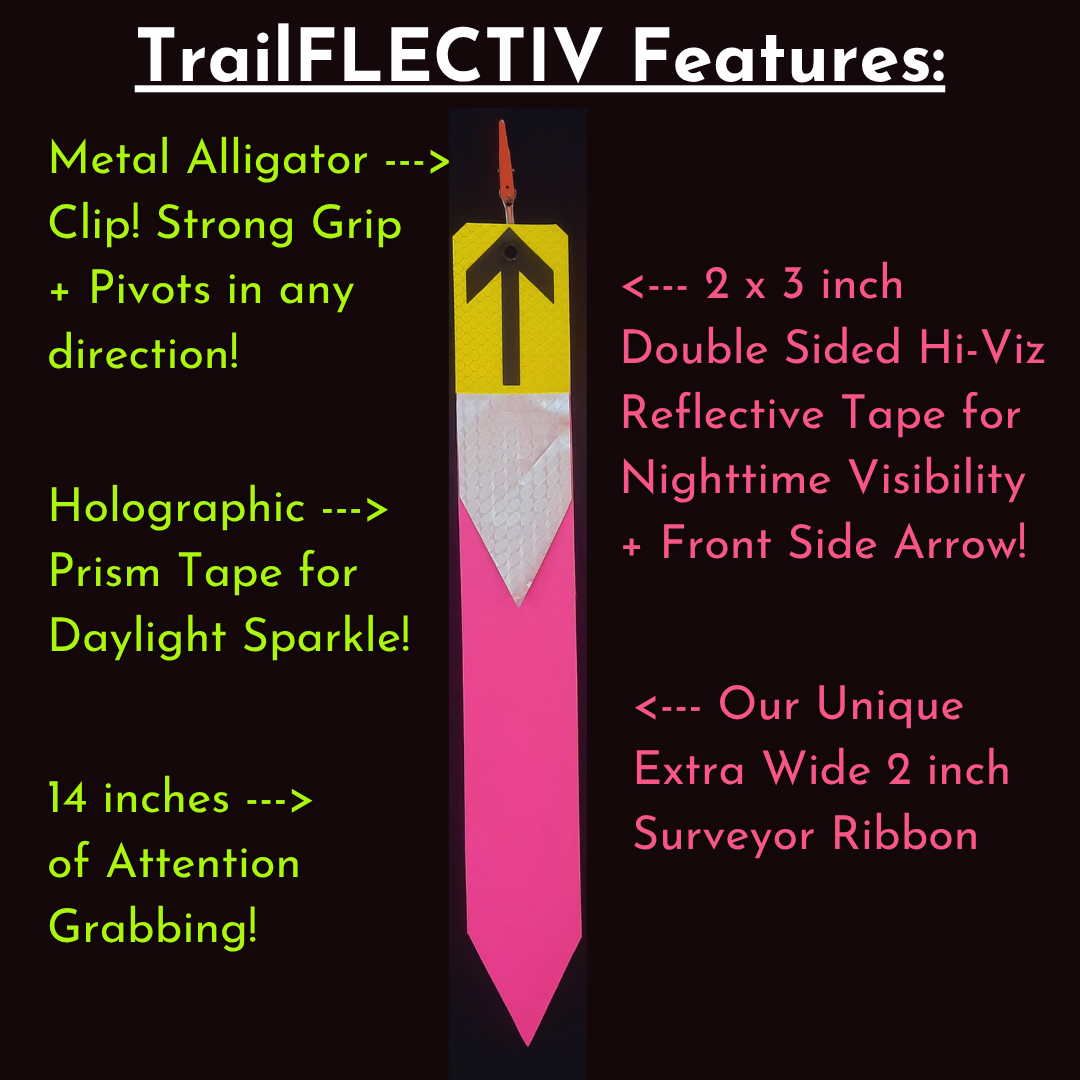 NEW! TrailFLECTIV Ribbons - 5 Packs - Reflective Hi-Viz Trail Markers
